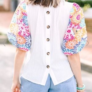 THML Embroidered Sleeve Blouse/Top size L